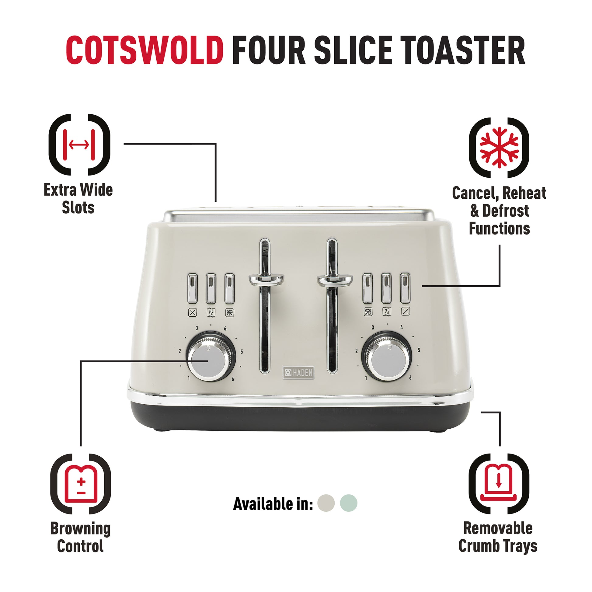Haden - 205995 - Cotswold 4 Slice Putty Toaster - Image 3