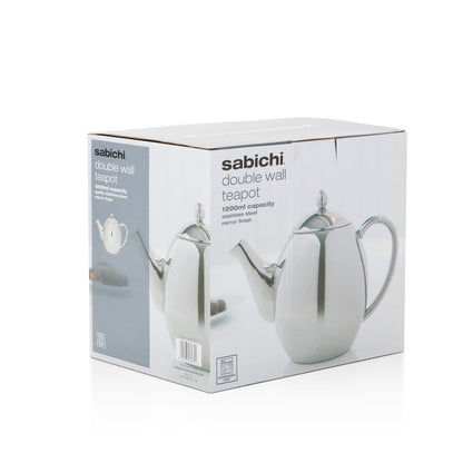 1200ml Double Wall Stainless Steel Teapot Dining Sabichi Homewares Ltd