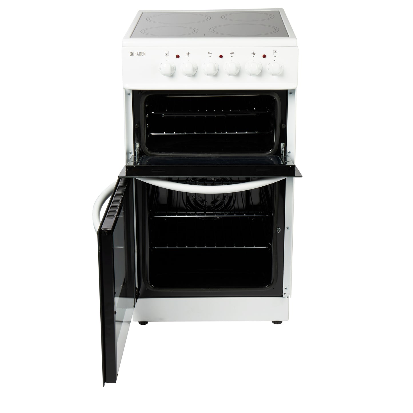 Haden White HE50DOMW 50cm Double Oven With Ceramic Hob electric cooker Haden