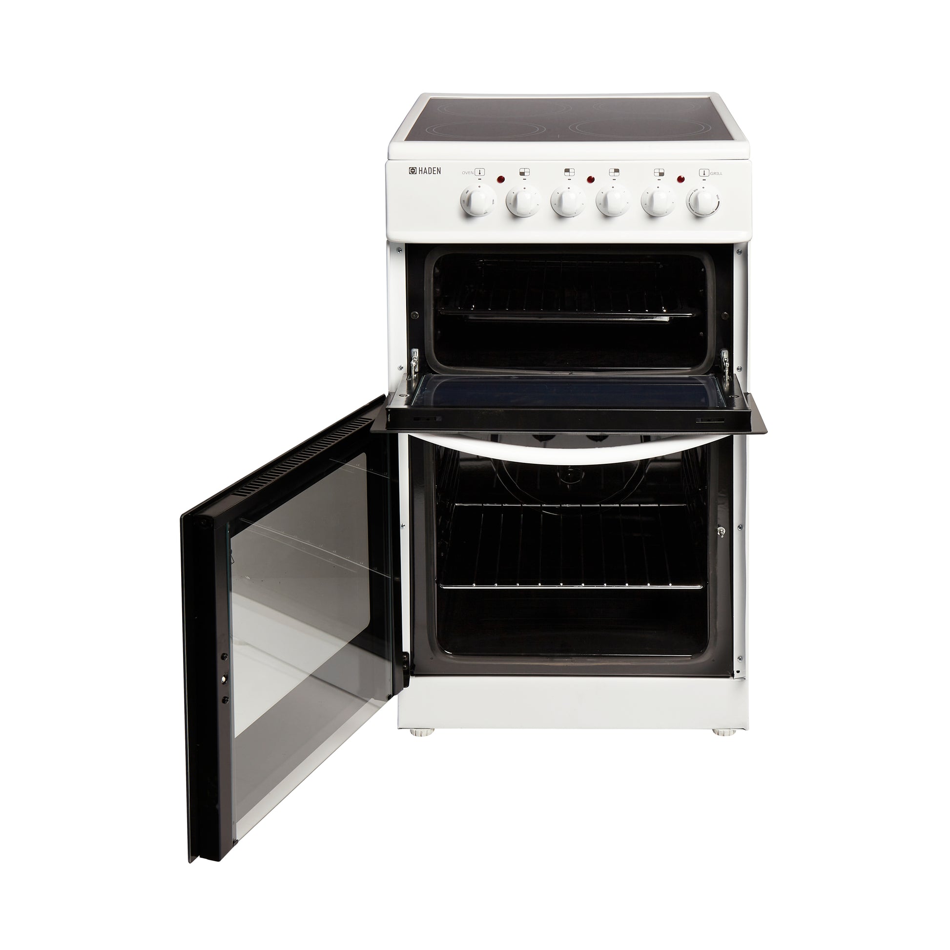 Haden White HECT50W 50cm Twin Cavity Electric Cooker with Ceramic Hob electric cooker Haden