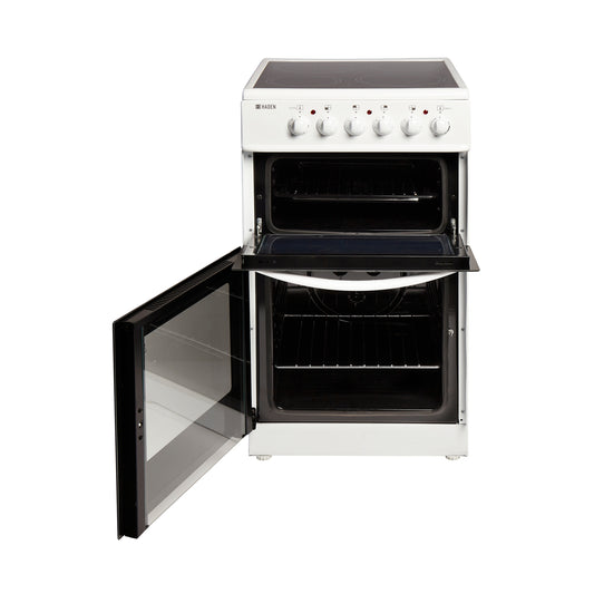 Haden White HECT50W 50cm Twin Cavity Electric Cooker with Ceramic Hob