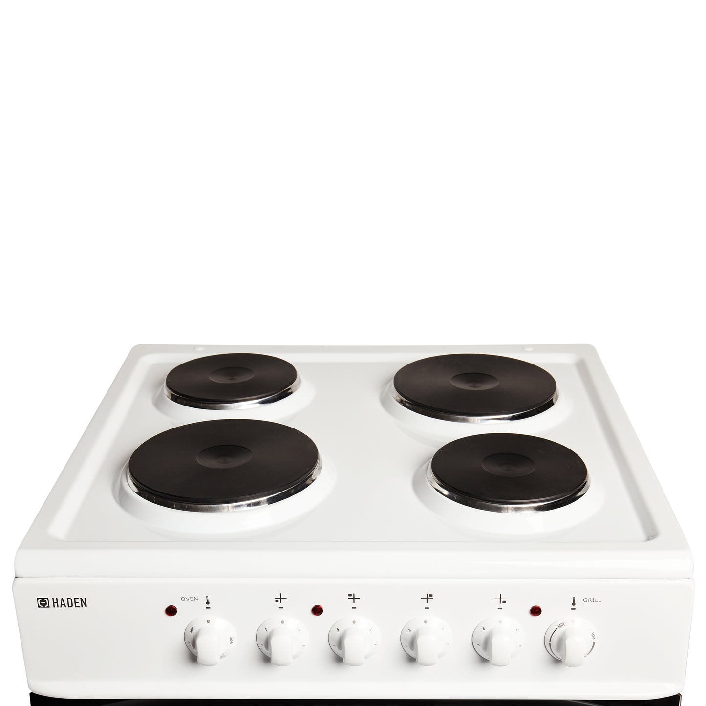 Haden White HEST60W 60cm Twin Cavity Electric Cooker With Solid Plate Hob
