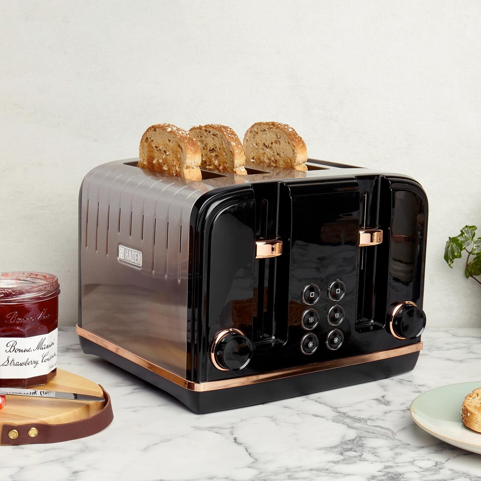 Haden Black and Copper 4 Slice Toaster