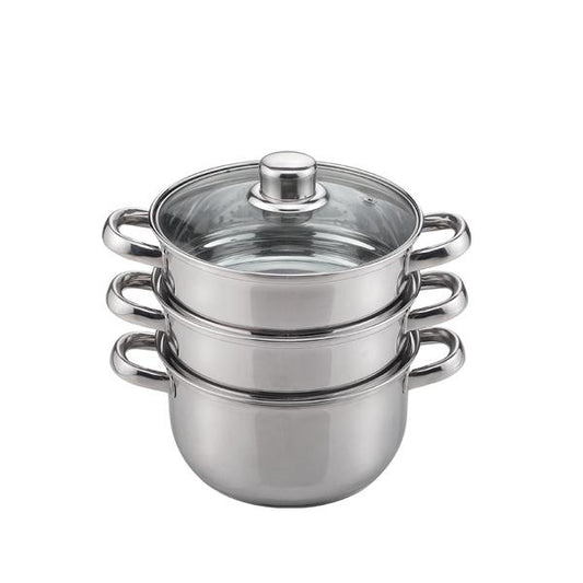 18cm Essential Stainless Steel Steamer with Glass Lid Kitchen Sabichi Homewares Ltd 18cm Silver