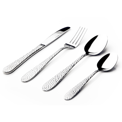 Hammered 16pc Cutlery Set Dining Sabichi Homewares Ltd Silver
